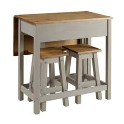 Corona 2 Seater Rectangular Drop Leaf Dining Table with 2 Chairs