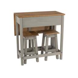Corona 2 Seater Rectangular Drop Leaf Dining Table with 2 Chairs - thumbnail 4
