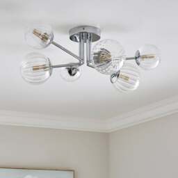 Eli Ribbed 6 Light Semi Flush Ceiling Light - thumbnail 1