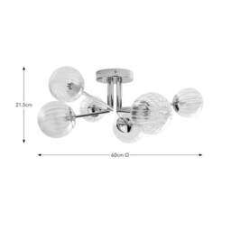 Eli Ribbed 6 Light Semi Flush Ceiling Light - thumbnail 6