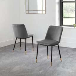Delaunay Set of 2 Dining Chairs, Velvet - thumbnail 1