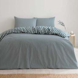 Durham Stripe 100% Cotton Duvet Cover and Pillowcase Set - thumbnail 4