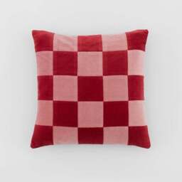 Clara Cubed Patchwork Cotton Velvet Square Cushion - thumbnail 3