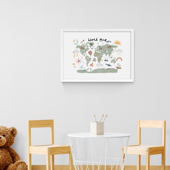 East End Prints World Map in Green Print - image 1