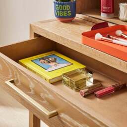 Holden 1 Drawer Compact Dressing Table with Mirror, Oak - thumbnail 3
