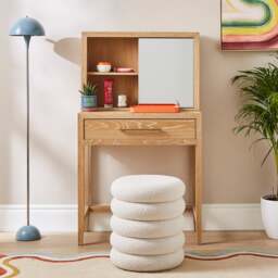 Holden 1 Drawer Compact Dressing Table with Mirror, Oak - thumbnail 1