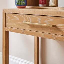 Holden 1 Drawer Compact Dressing Table with Mirror, Oak - thumbnail 4