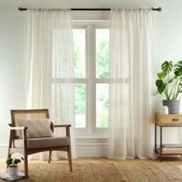 Lucia Stripe Natural Slot Top Voile Pair - thumbnail 2