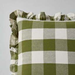 Frilled Check Cushion Olive - thumbnail 4