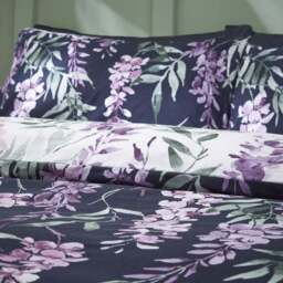 Catherine Lansfield Wisteria Reversible White Duvet Cover & Pillowcase Set - thumbnail 2