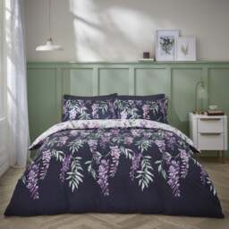 Catherine Lansfield Wisteria Reversible White Duvet Cover & Pillowcase Set - thumbnail 1