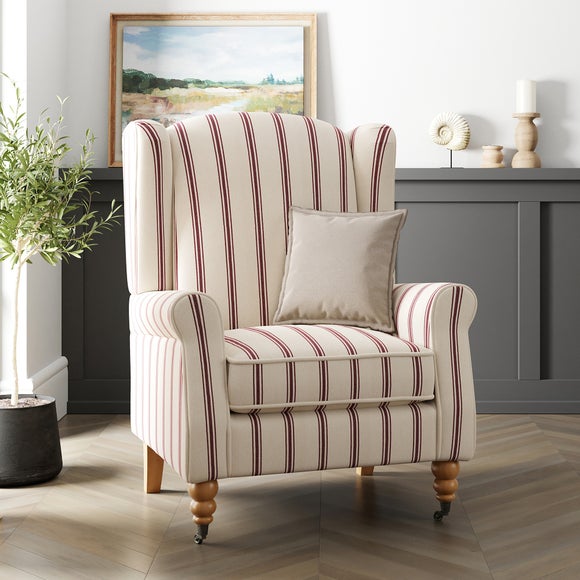 Oswald Grande Folkstone Stripe Wingback Armchair by Dunelm