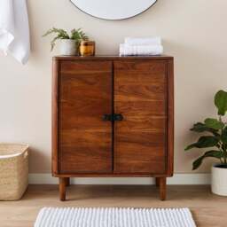 Alani 2 Door Bathroom Cabinet, Acacia Wood - thumbnail 1