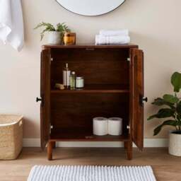Alani 2 Door Bathroom Cabinet, Acacia Wood - thumbnail 2