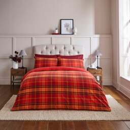 Dorma Yarn Dyed Check 100% Brushed Cotton Duvet Cover & Pillowcase Set - thumbnail 1