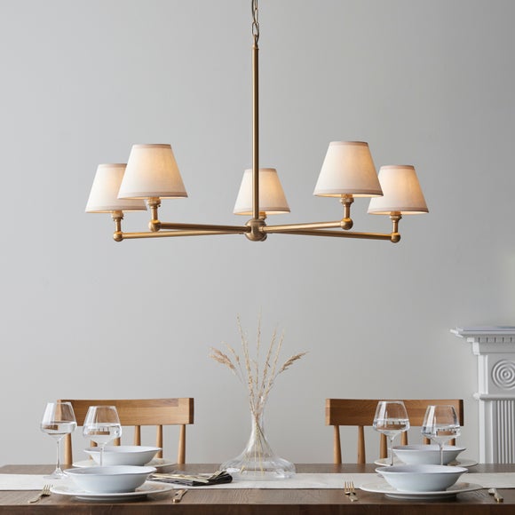 Vogue Javier 5 Light Adjustable Pendant Light with White Vintage Lamp Shades - image 1