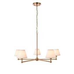 Vogue Javier 5 Light Adjustable Pendant Light with White Vintage Lamp Shades - thumbnail 5