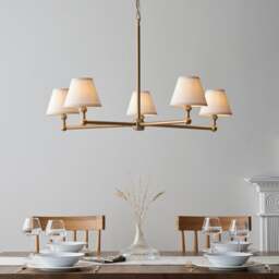 Vogue Javier 5 Light Adjustable Pendant Light with White Vintage Lamp Shades - thumbnail 1