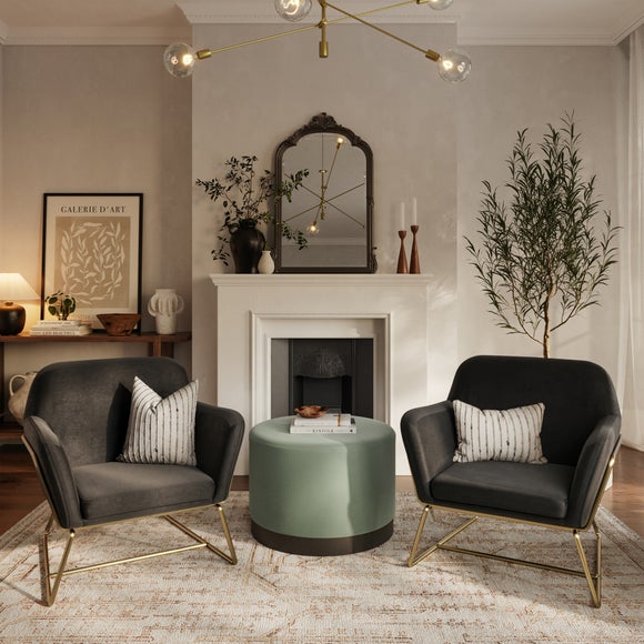 Lara Large Pouffe, Velvet - image 1