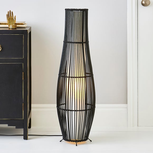 Alec Natural Cane Black Floor Lamp - image 1
