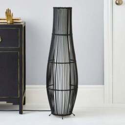 Alec Natural Cane Black Floor Lamp - thumbnail 2