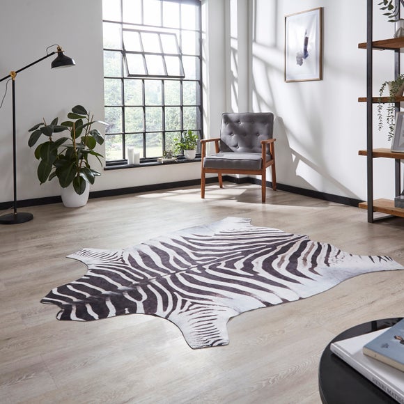 Faux Zebra Print Rug - image 1