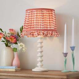 Carys Frilled Gingham Drum Lamp Shade - thumbnail 4