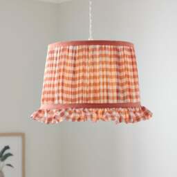 Carys Frilled Gingham Drum Lamp Shade - thumbnail 1