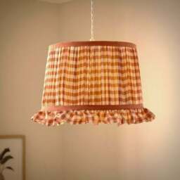 Carys Frilled Gingham Drum Lamp Shade - thumbnail 2