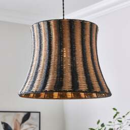 Khyra Striped Rattan Easy Fit Pendant Shade - thumbnail 1