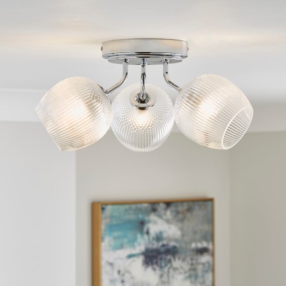 Cassia Ribbed 3 Light Semi Flush Ceiling Light - image 1