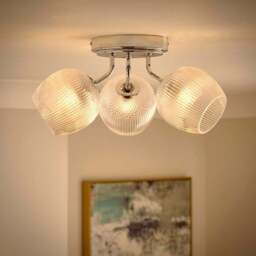 Cassia Ribbed 3 Light Semi Flush Ceiling Light - thumbnail 2