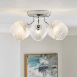 Cassia Ribbed 3 Light Semi Flush Ceiling Light