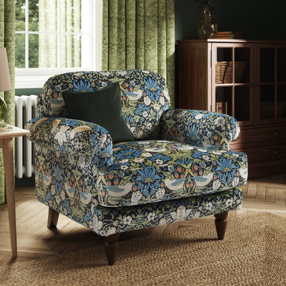 Jolene William Morris Strawberry Thief Print Velvet Snuggle Chair - image 1