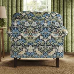 Jolene William Morris Strawberry Thief Print Velvet Snuggle Chair - thumbnail 3