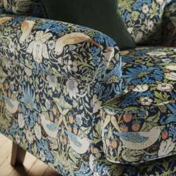 Jolene William Morris Strawberry Thief Print Velvet Snuggle Chair - thumbnail 4