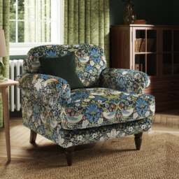 Jolene William Morris Strawberry Thief Print Velvet Snuggle Chair - thumbnail 1