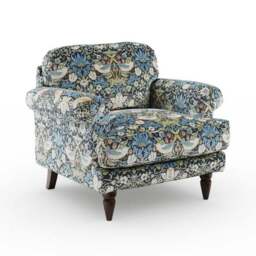 Jolene William Morris Strawberry Thief Print Velvet Snuggle Chair - thumbnail 6