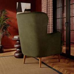 Leo Velvet High Back Winged Armchair - thumbnail 2