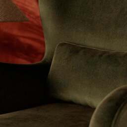 Leo Velvet High Back Winged Armchair - thumbnail 3