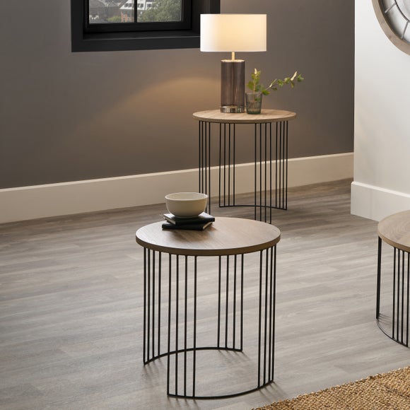 Pacific Atri Set of 2 Nest of Side Tables, Light Wood Effect - image 1