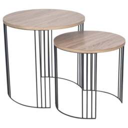 Pacific Atri Set of 2 Nest of Side Tables, Light Wood Effect - thumbnail 2