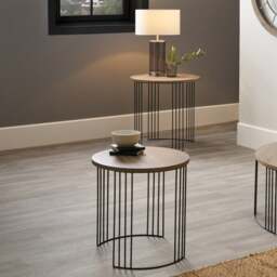 Pacific Atri Set of 2 Nest of Side Tables, Light Wood Effect - thumbnail 1