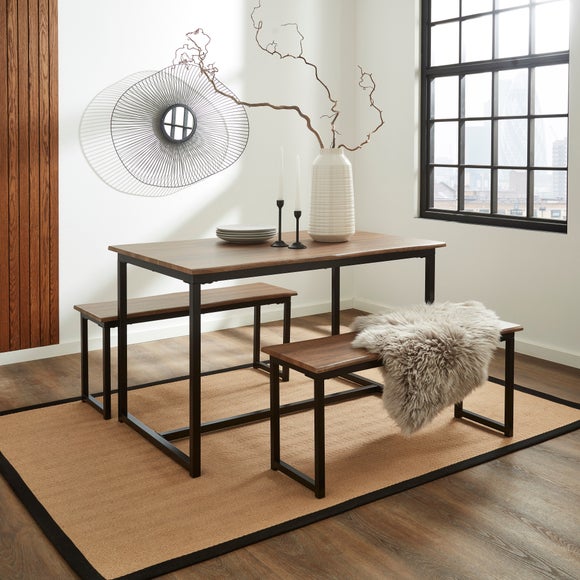 Ronan 4 Seater Wave Edge Dining Table and Bench Set - image 1