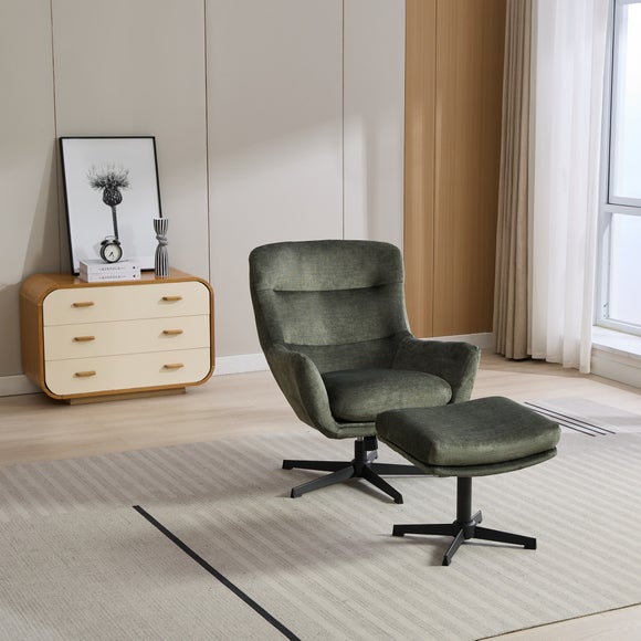 Image Furnishings Isla Swivel Recliner Chair with Footstool by