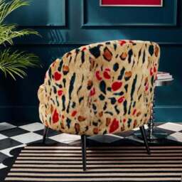 Marcie Bright Leopard Print Faux Fur Cocktail Chair - thumbnail 2