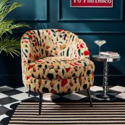 Marcie Bright Leopard Print Faux Fur Cocktail Chair - thumbnail 1