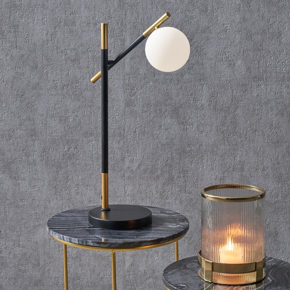 Wanda White Orb and Black Metal Table Lamp - image 1