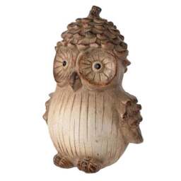 Country Living Wood Effect Owl with a Pinecone Hat Ornament - thumbnail 2