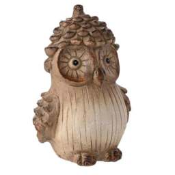 Country Living Wood Effect Owl with a Pinecone Hat Ornament - thumbnail 3
